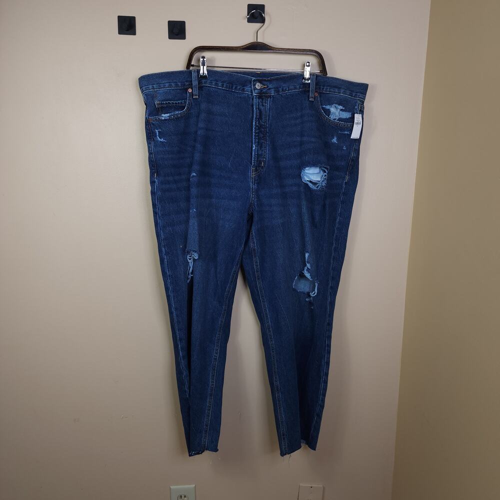Old Navy Extra High-Waisted Button-Fly Sky-Hi Straight Cut-Off Jeans Size 24